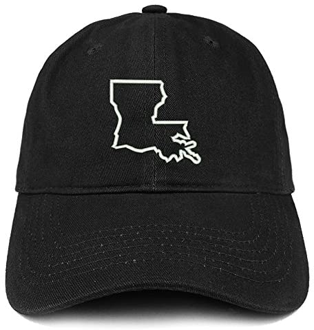 Trendy Apparel Shop Louisiana State Outline State Embroidered Cotton Dad Hat