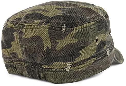 Trendy Apparel Shop Savage Embroidered Camouflage Frayed Flat Top Style Army Cap - Green Camo