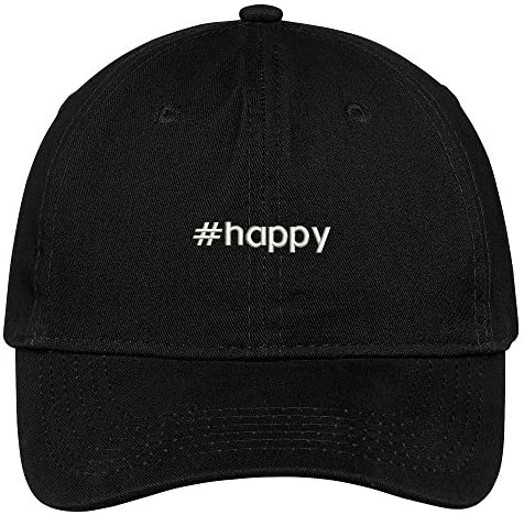 Trendy Apparel Shop Hashtag #Happy Embroidered Low Profile Soft Cotton Brushed Baseball Cap
