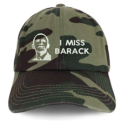 Trendy Apparel Shop I Miss Barack and Portrait Embroidered Brushed Cotton Cap