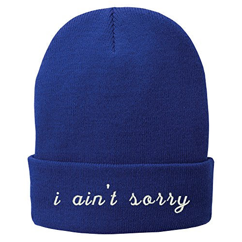 Trendy Apparel Shop Ain't Sorry Embroidered Winter Cuff Long Beanie