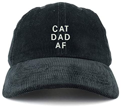 Trendy Apparel Shop Cat Dad AF Cotton Corduroy Unstructured Baseball Cap