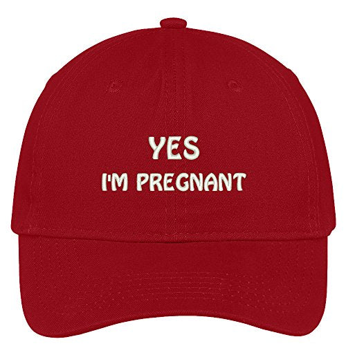 Trendy Apparel Shop Yes I'm Pregnant Embroidered 100% Cotton Adjustable Cap