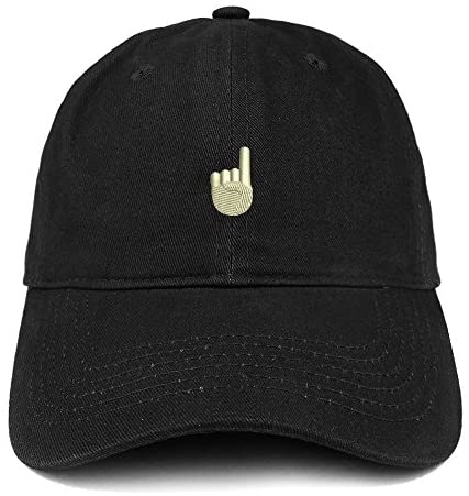 Trendy Apparel Shop Up Pointing Hand Emoticon Embroidered Low Profile Cotton Dad Hat Cap