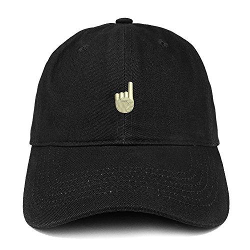 Trendy Apparel Shop Up Pointing Hand Emoticon Embroidered Low Profile Cotton Dad Hat Cap