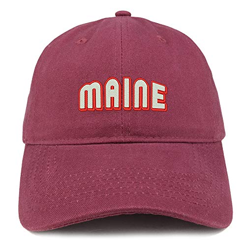 Trendy Apparel Shop Maine Bold Text Embroidered Soft Crown 100% Brushed Cotton Cap