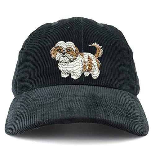 Trendy Apparel Shop Shih Tzu Embroidered Corduroy Unstructured Baseball Cap