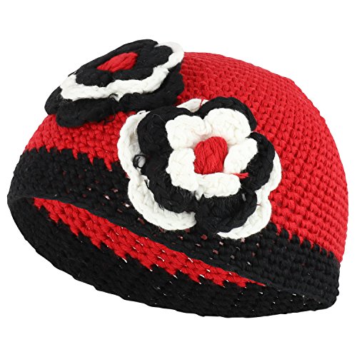 Trendy Apparel Shop Baby Infant Cotton Crochet Beanie Hat with Crocheted Flowers