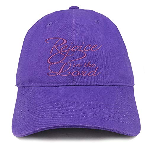 Trendy Apparel Shop Rejoice in The Lord Embroidered Soft Crown 100% Brushed Cotton Cap