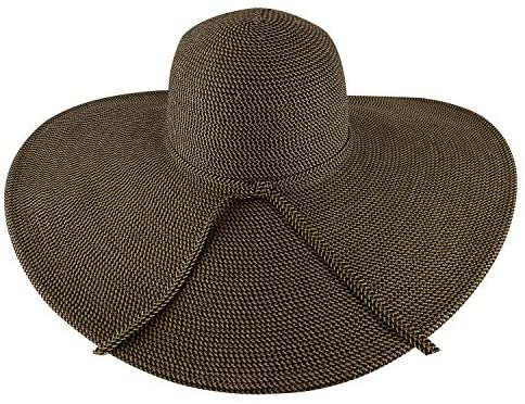 Trendy Apparel Shop UPF 50+ Paper Braid Tweed 6" Flat Brim Sun Shade Hat