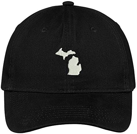 Trendy Apparel Shop Michigan State Map Embroidered Low Profile Soft Cotton Brushed Baseball Cap