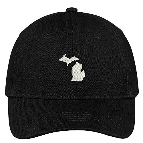 Trendy Apparel Shop Michigan State Map Embroidered Low Profile Soft Cotton Brushed Baseball Cap