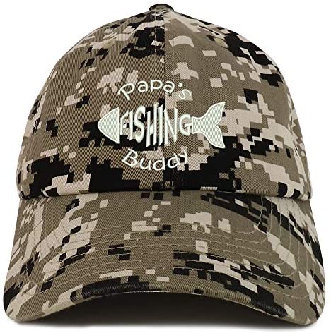Trendy Apparel Shop Papa's Fishing Buddy Embroidered Soft Crown 100% Brushed Cotton Cap