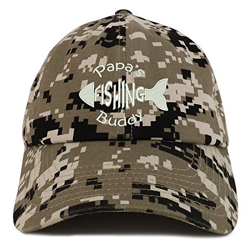 Trendy Apparel Shop Papa's Fishing Buddy Embroidered Soft Crown 100% Brushed Cotton Cap