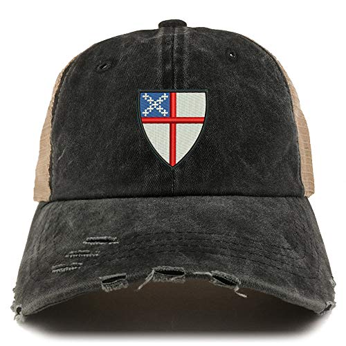 Trendy Apparel Shop Episcopal Shield Pigment Dyed Mesh Back Frayed Bill Cap
