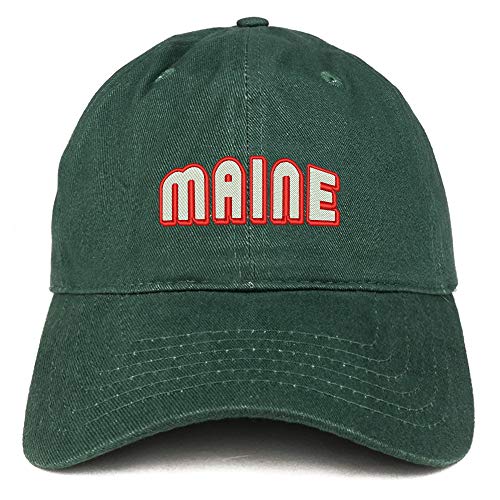 Trendy Apparel Shop Maine Bold Text Embroidered Soft Crown 100% Brushed Cotton Cap