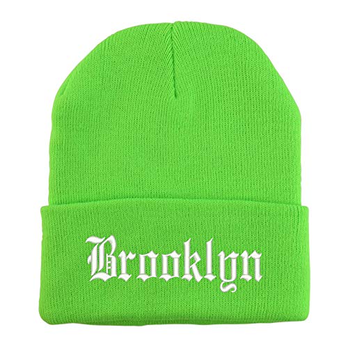 Trendy Apparel Shop Old English Font Brooklyn City Embroidered Long Cuff Beanie