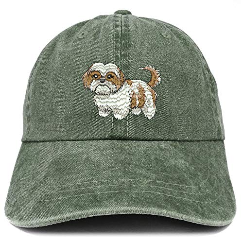Trendy Apparel Shop Shih Tzu Embroidered Washed Low Profile Cap