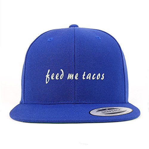 Trendy Apparel Shop Feed Me Tacos Embroidered Flat Bill Snapback Baseball Cap