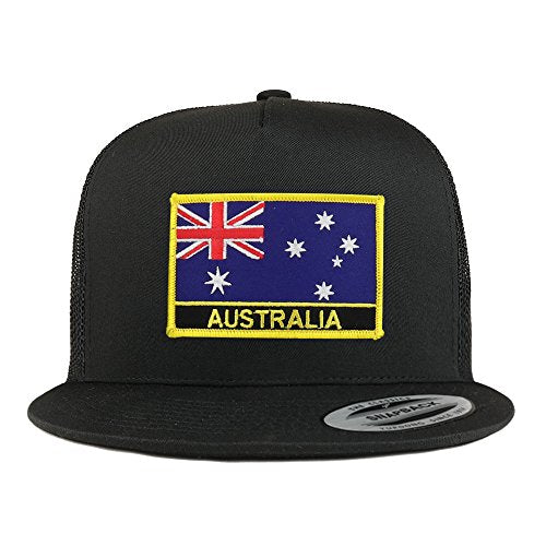 Trendy Apparel Shop Australia Flag 5 Panel Flatbill Trucker Mesh Snapback Cap