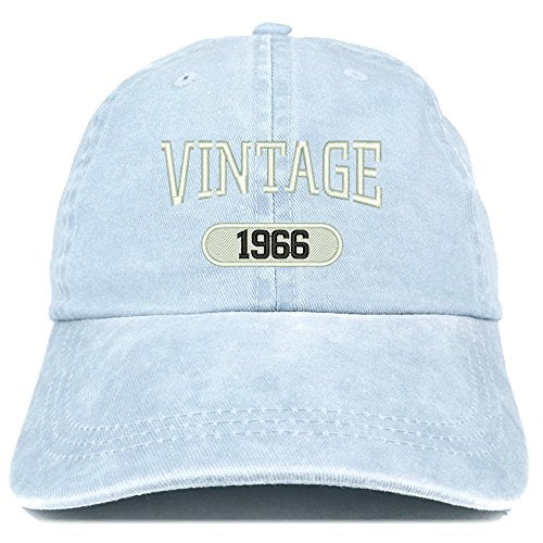 Trendy Apparel Shop Vintage 1966 Embroidered 55th Birthday Soft Crown Washed Cotton Cap