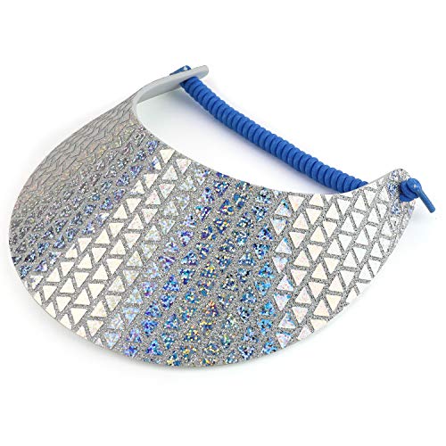 Trendy Apparel Shop Made in USA Shiny Glitter Summer String Elastic Foam Visors