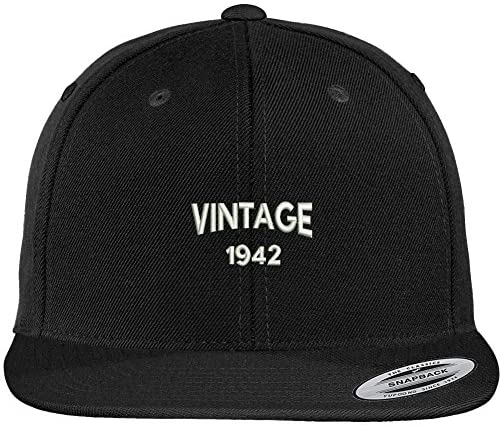 Trendy Apparel Shop Small Vintage 1942 Embroidered 77th Birthday Flat Bill Snapback Baseball Cap