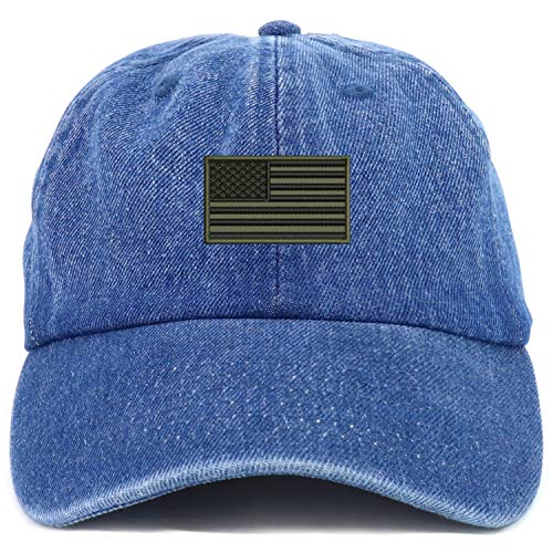 Trendy Apparel Shop Youth Sized Olive American Flag Embroidered Adjustable Unstructured Baseball Cap