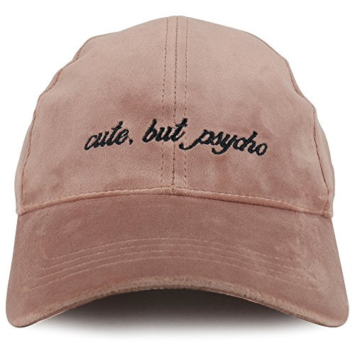 Trendy Apparel Shop Cute but Psycho Embroidered Structured Velvet Adjustable Baseball Cap