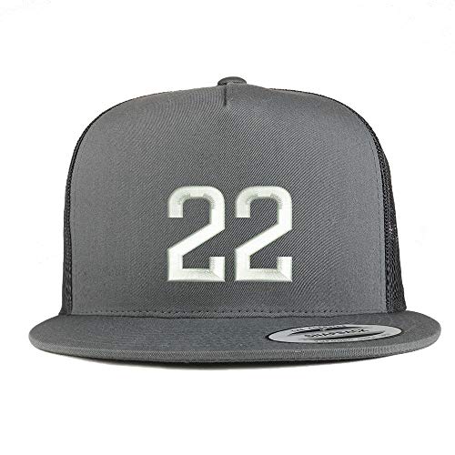 Trendy Apparel Shop Number 22 Embroidered 5 Panel Flatbill Trucker Mesh Cap