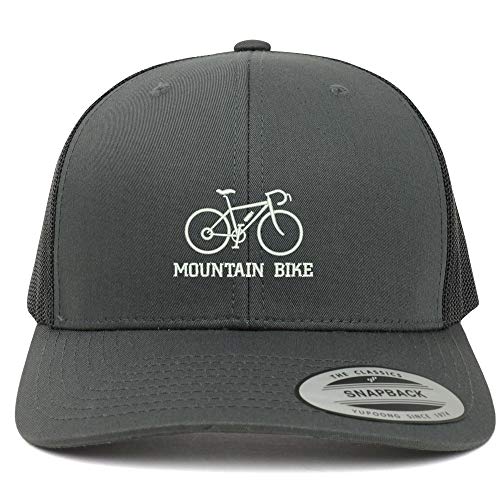 Trendy Apparel Shop Mountain Bike Text Embroidered 6 Panel Trucker Mesh Cap