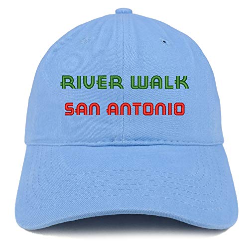 Trendy Apparel Shop River Walk San Antonio Text Embroidered Soft Crown 100% Brushed Cotton Cap