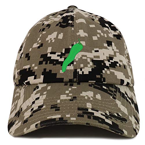 Trendy Apparel Shop Jalapeno Pepper Embroidered Soft Crown 100% Brushed Cotton Cap