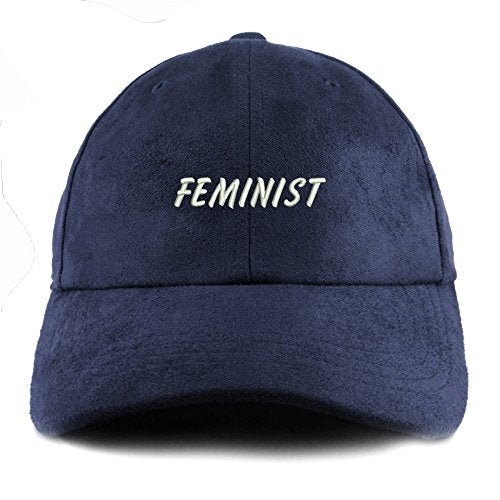 Trendy Apparel Shop Feminist Embroidered Faux Suede Leather Adjustable Cap