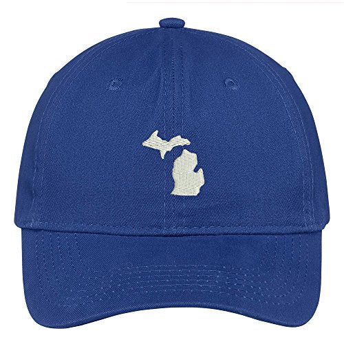 Trendy Apparel Shop Michigan State Map Embroidered Low Profile Soft Cotton Brushed Baseball Cap