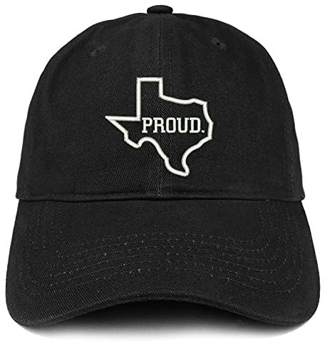 Trendy Apparel Shop Proud Texas State Outline Embroidered Soft Cotton Dad Hat