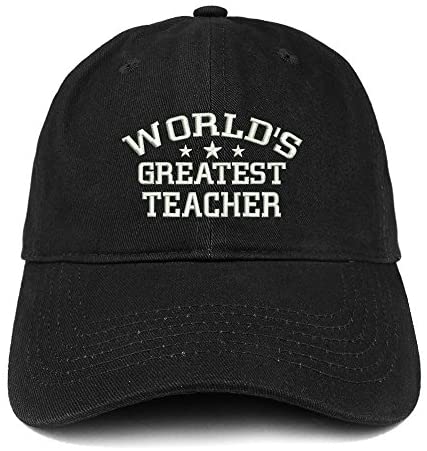 Trendy Apparel Shop World's Greatest Teacher Embroidered Low Profile Soft Cotton Baseball Cap