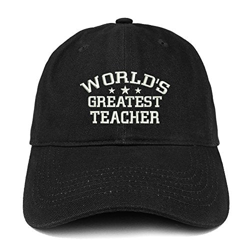 Trendy Apparel Shop World's Greatest Teacher Embroidered Low Profile Soft Cotton Baseball Cap