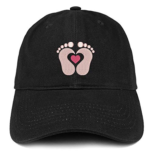 Trendy Apparel Shop Baby Feet Embroidered Brushed Cotton Cap