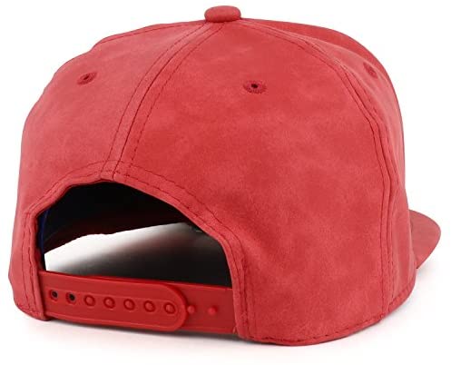 Trendy Apparel Shop King 3D Embroidered PU Leather Flatbill Snapback Cap - RED RED