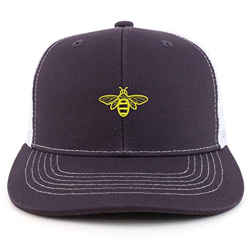Trendy Apparel Shop Bee Embroidered Two Tone Mesh Back Trucker Baseball Cap