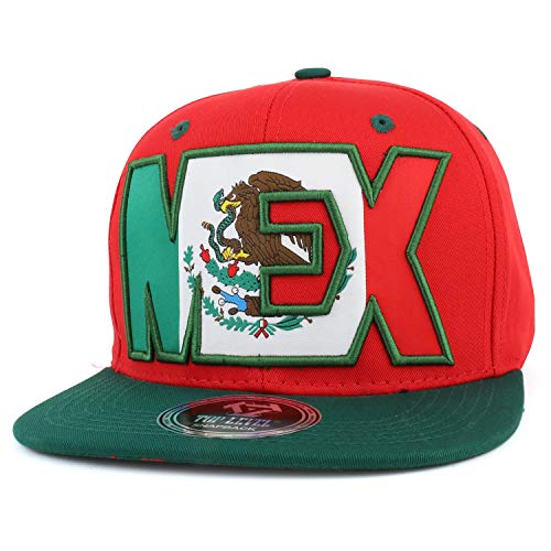 Trendy Apparel Shop 3D Outline Embroidered Mexican Flag Flatbill Snapback Cap