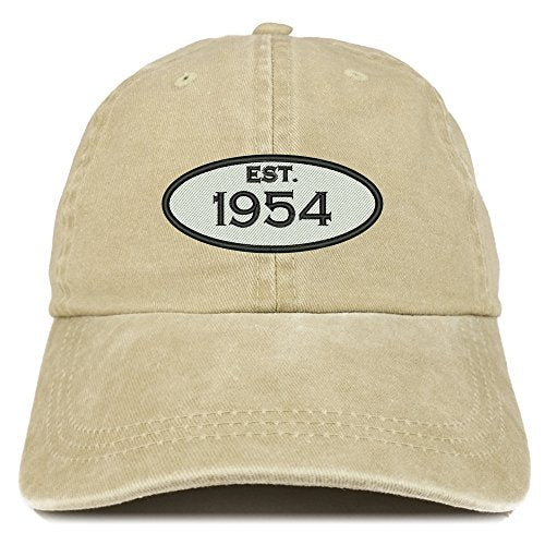 Trendy Apparel Shop Established 1954 Embroidered 67th Birthday Gift Pigment Dyed Washed Cotton Cap