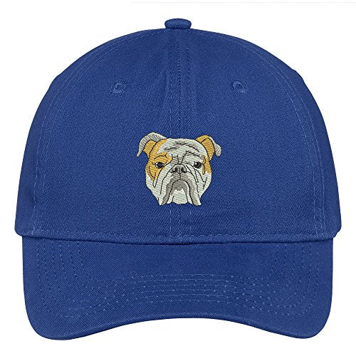 Trendy Apparel Shop English Bulldog Head Embroidered Low Profile Soft Cotton Brushed Cap