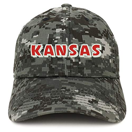 Trendy Apparel Shop Kansas Bold Text Embroidered Soft Crown 100% Brushed Cotton Cap