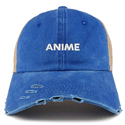 Trendy Apparel Shop Anime Washed Front Mesh Back Frayed Bill Cap