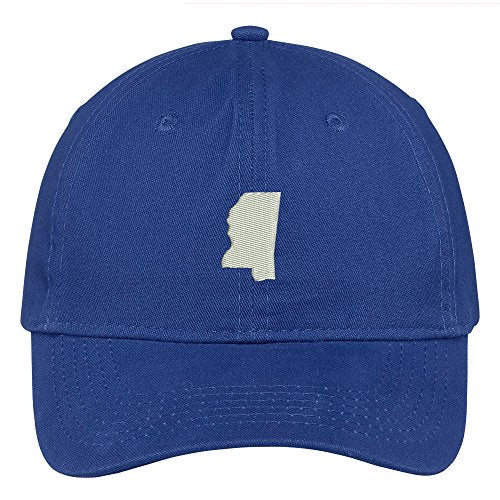 Trendy Apparel Shop Mississippi State Map Embroidered Low Profile Soft Cotton Brushed Baseball Cap