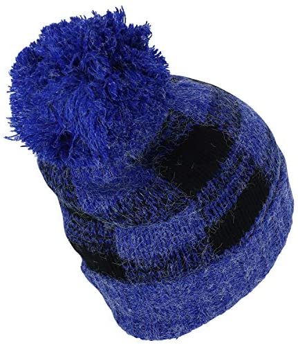 Trendy Apparel Shop Buffalo Checkered Pom Cuff Winter Mohair Knit Beanie