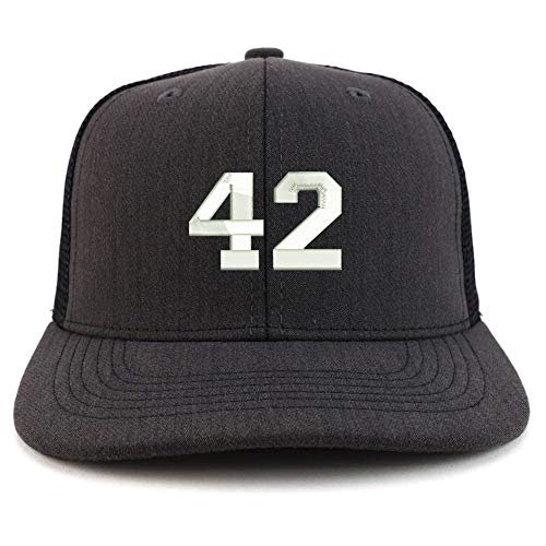 Trendy Apparel Shop Number 42 Collegiate Varsity Two Tone Trucker Baseball Cap
