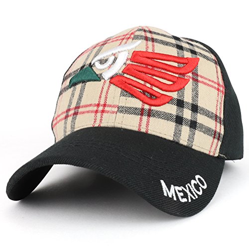 Trendy Apparel Shop Hecho En Mexico 3D Embroidered Check Pattern Baseball Cap